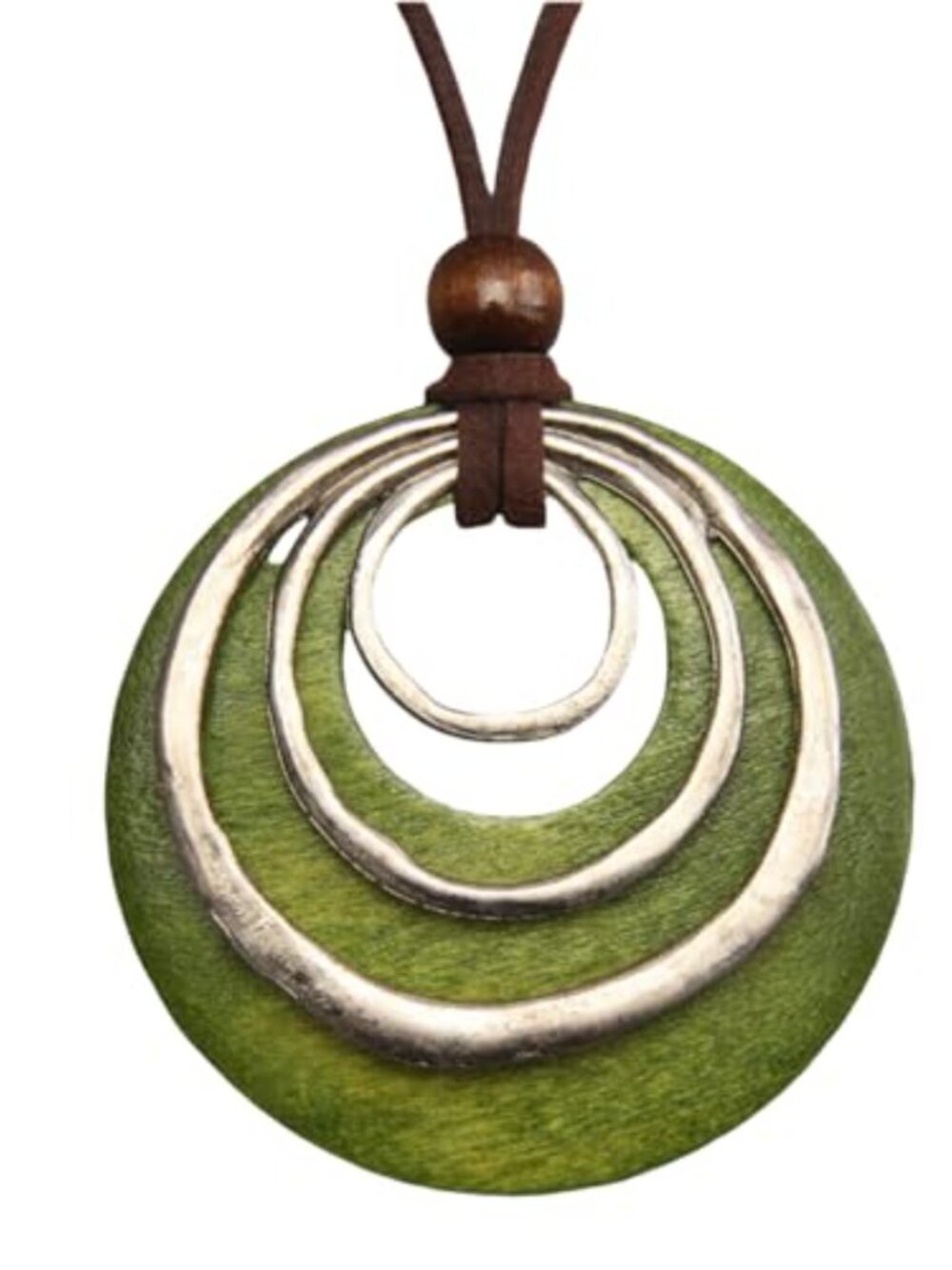 COOLLA Leather Cord Necklace Wooden Pendant Boho Long Sweater Necklace